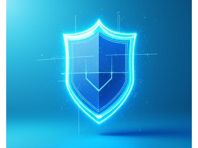 An abstract icon representing data protection and privacy, with intertwining lines forming a shield over digital data points. Colors are primarily the brand's primary blue and accent teal.